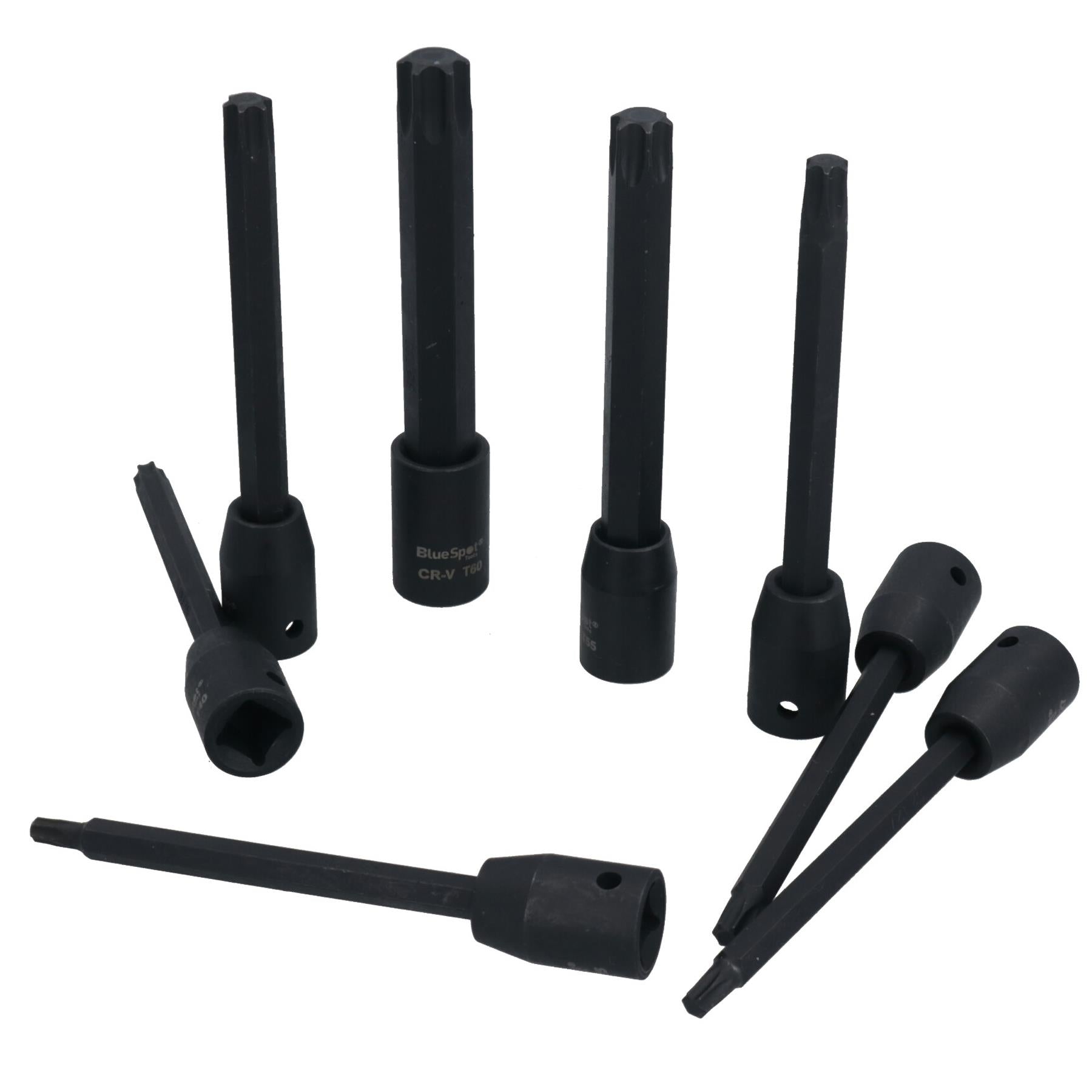 Extra Long Torx Star Impacted Impact Bit Sockets T25 – T60 110mm 8pc S ...