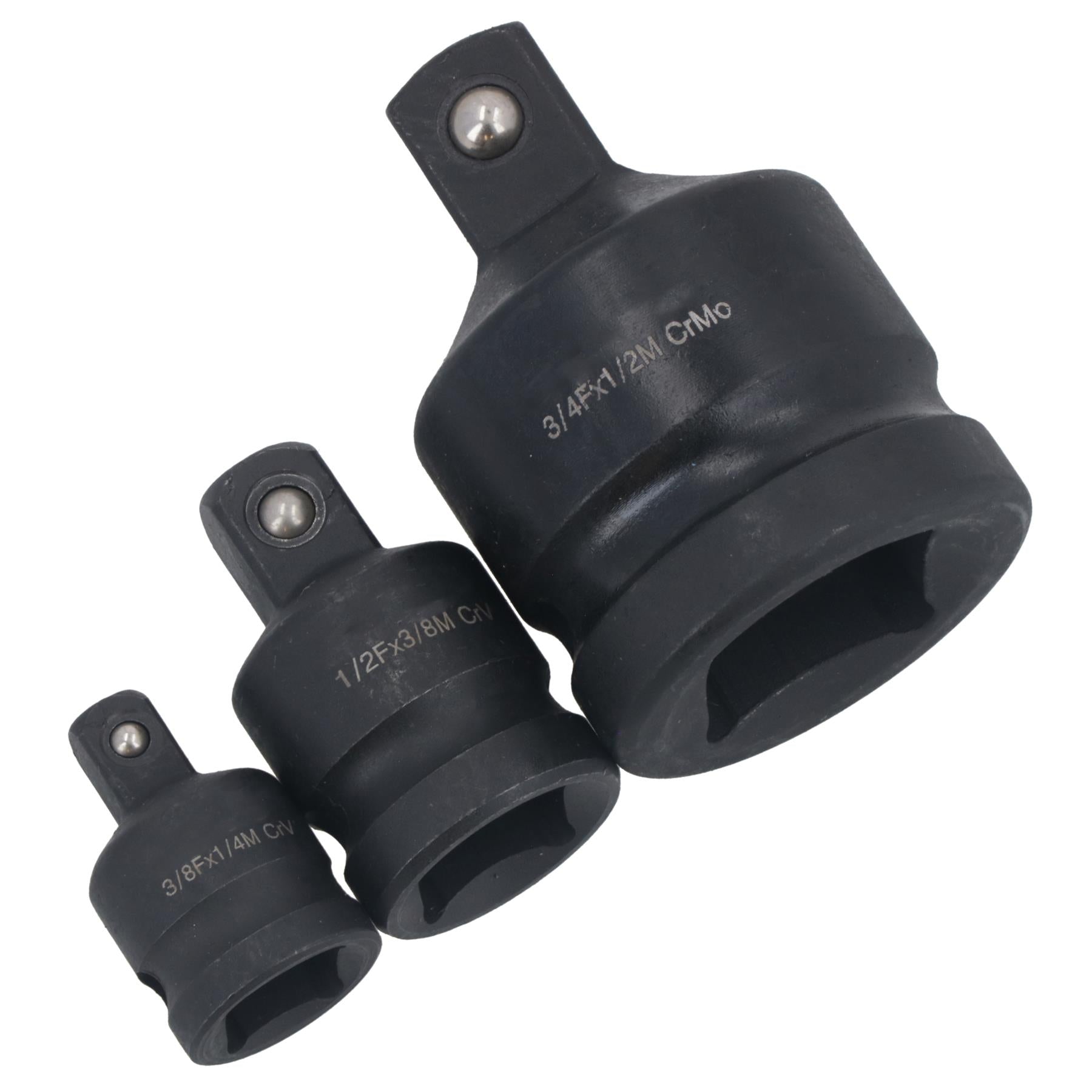 Ensemble d'adaptateurs et de réducteurs pour douilles à chocs à impact 3 pièces, entraînement 3/4" - 1/4"