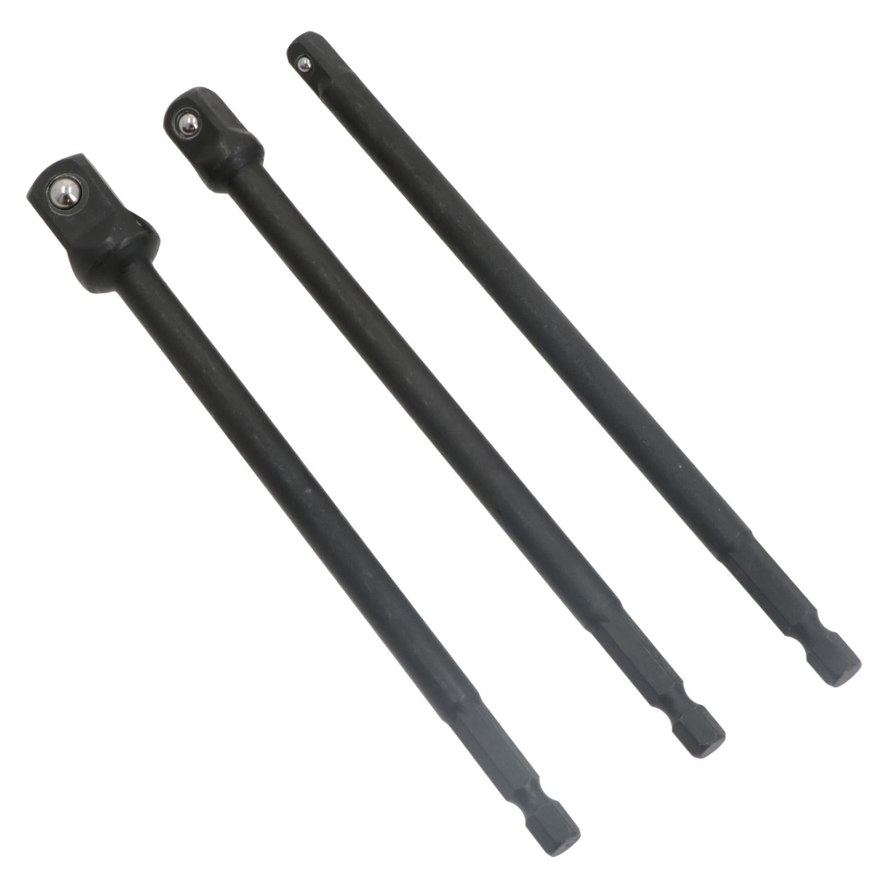 150mm Socket Adapter Adaptor Hex Extension Set Mixed Drive 1/4 3/8 + 1/2 3pc