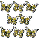 Set of 8 Yellow Small Metal Butterflies Garden/Home Wall Art Ornament