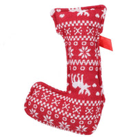 Dog Christmas Gift Plush Play Squeaky Patterned Stocking & Bone Toy Bundle