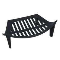 Grille de foyer de 12 po pour bûches de charbon en fonte de cheminée de 14 po, panier avant ouvert noir