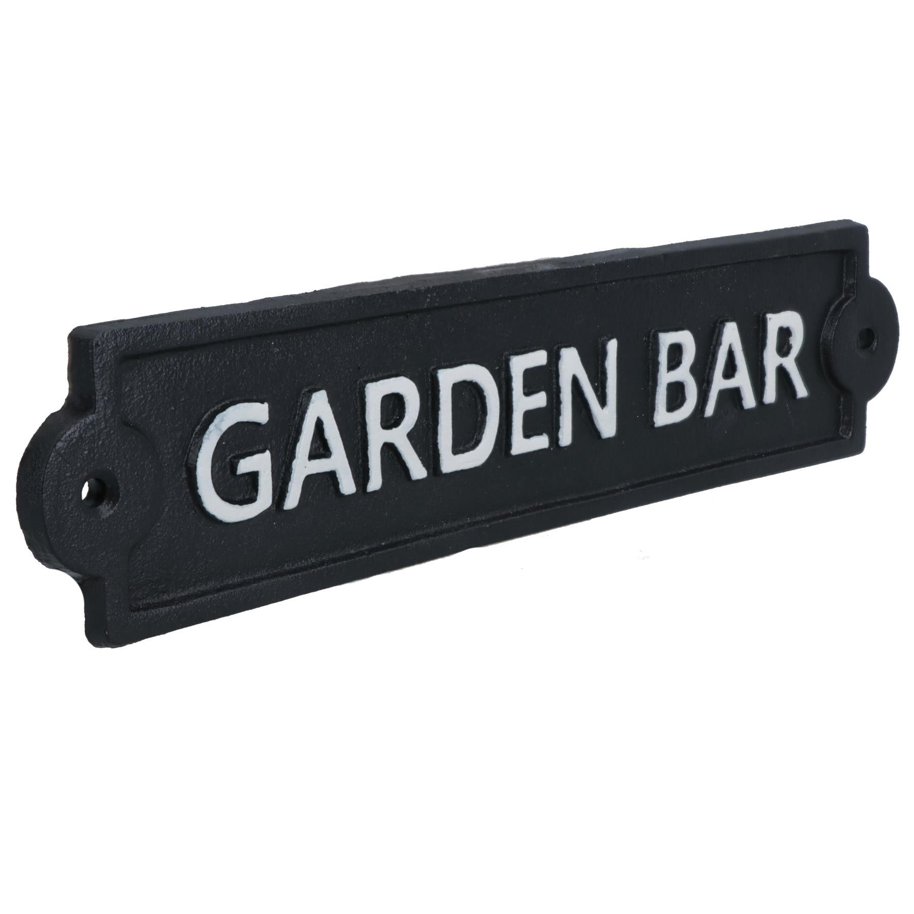 Garden Bar Sign Cast Iron Sign Plaque Wall Door Fence Gate Post House Yard Pub