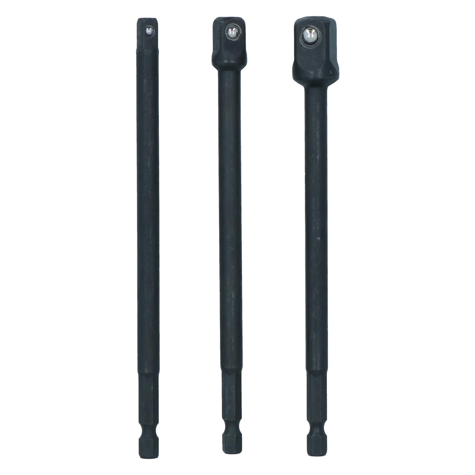 150mm Socket Adapter Adaptor Hex Extension Set Mixed Drive 1/4 3/8 + 1/2 3pc