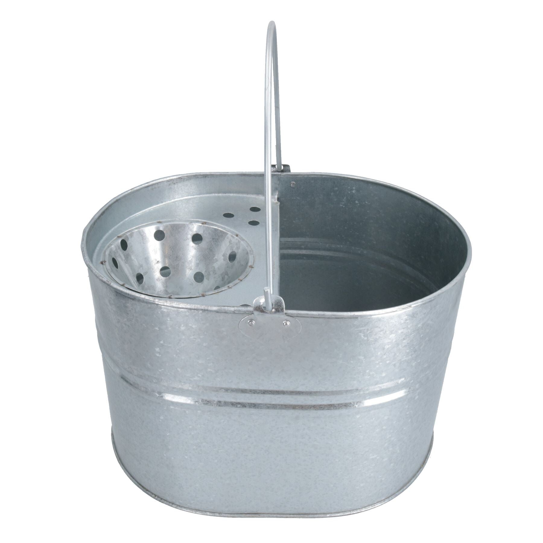 14L Galvanised Metal Mop Bucket Metal Kitchen Bathroom Home Floor Cleaning