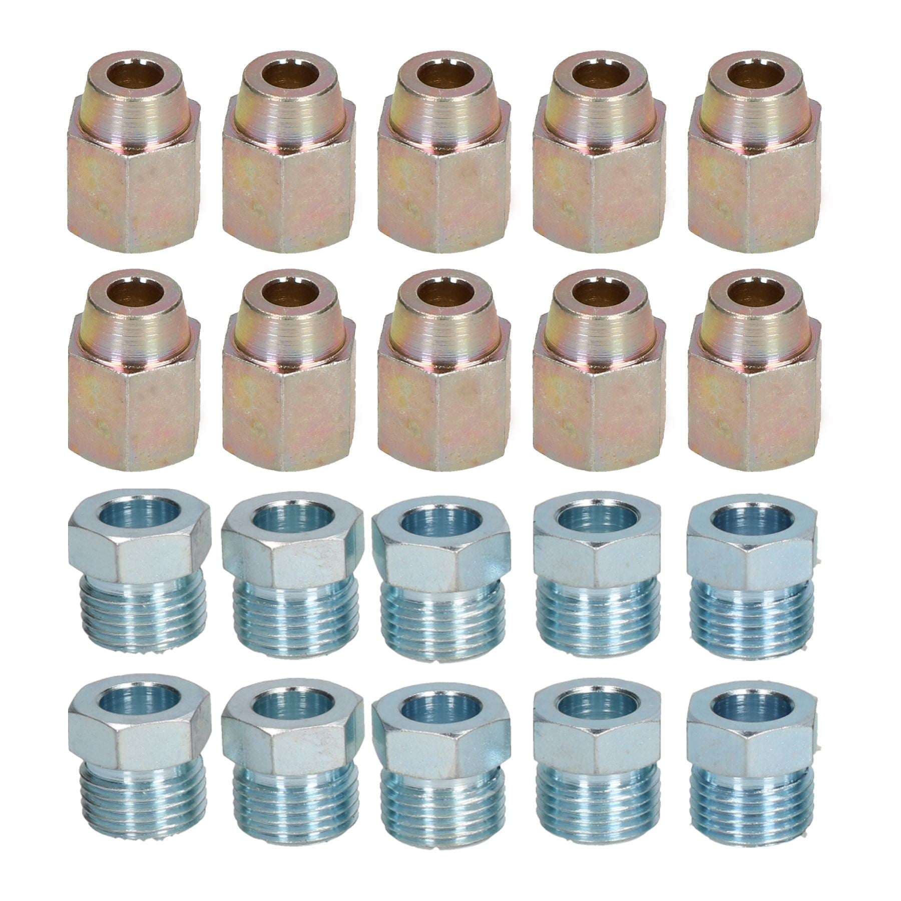 12 mm x 1 mm Bremsleitungsverschraubungen aus Stahl, männlich und weiblich, für 1/4-Zoll-Rohr, 20er-Pack