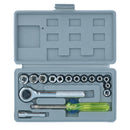 1/4"-Antrieb, flacher Steckschlüsselsatz mit Ratsche, 17-teilig, metrisch, 4 mm bis 13 mm, TE397