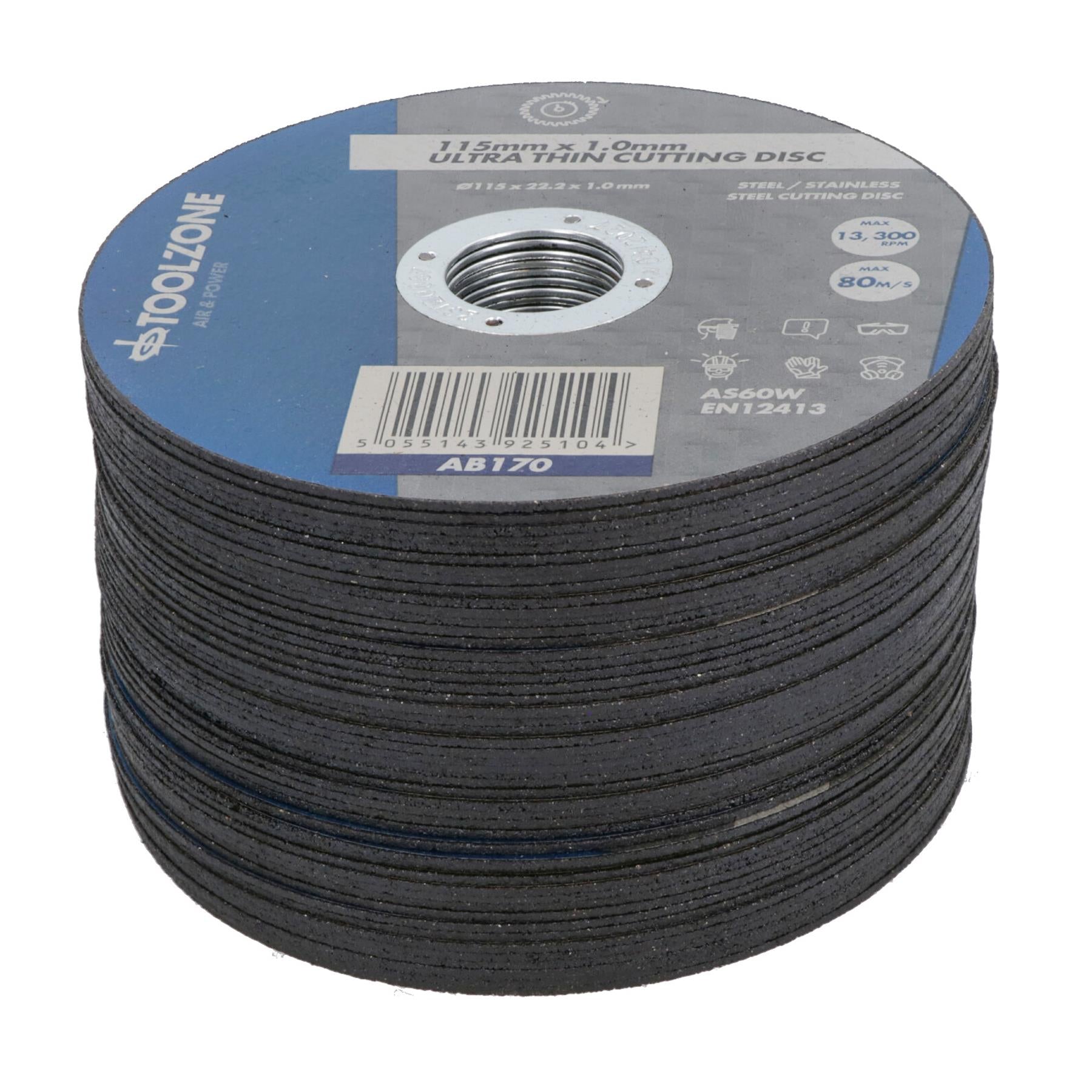 Ultra Thin Cutting Discs 115mm (4.5in) x 1.0mm for Stainless Steel Metal 50pc