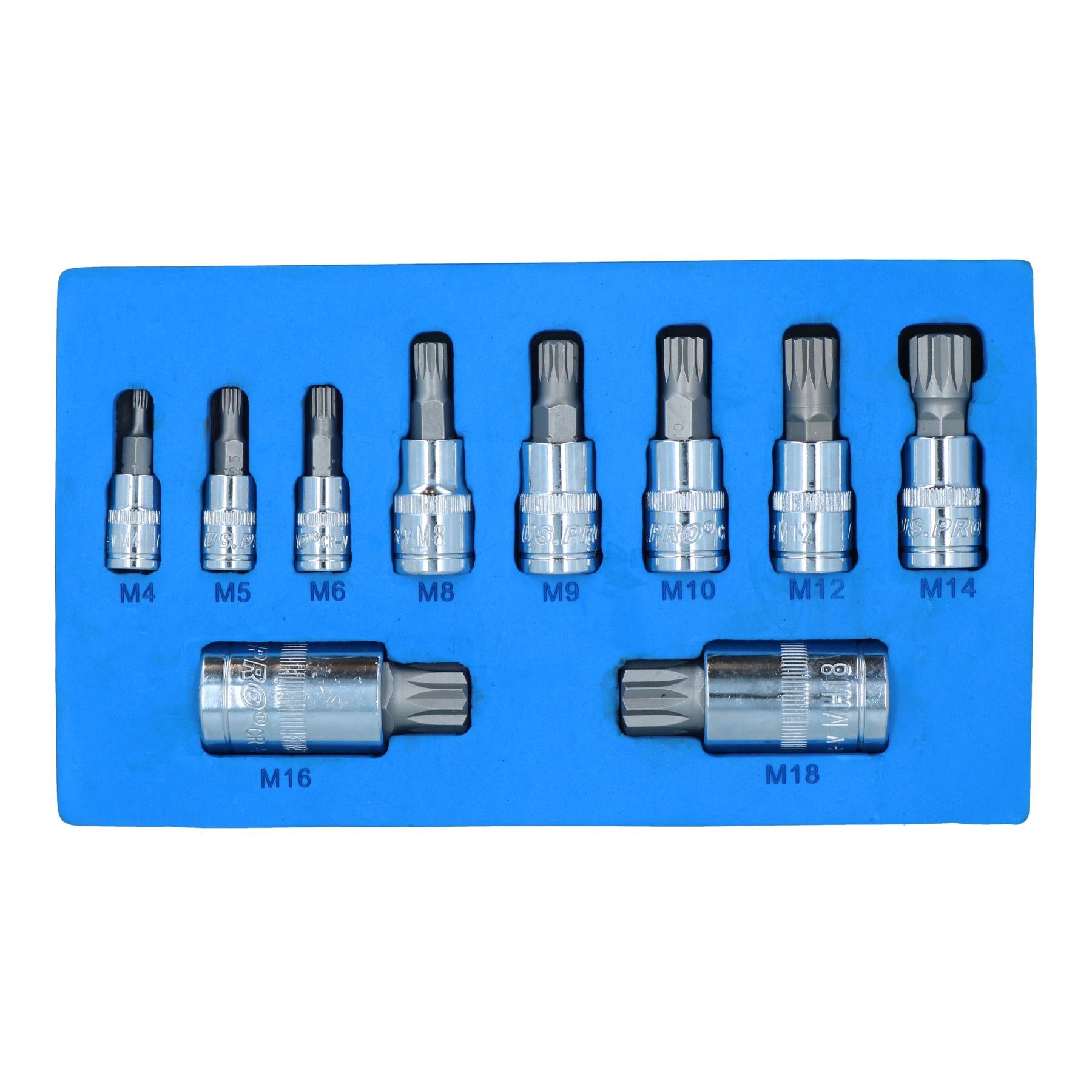 Dreifachvierkant-Spline- und manipulationssichere Stecknüsse 1/4 Zoll, 3/8 Zoll und 1/2 Zoll Dr. 10 Stück AT303