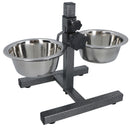 Double Pet Dog Bowl With Fully Adjustable Height Stand With Stainless Steel Bowls