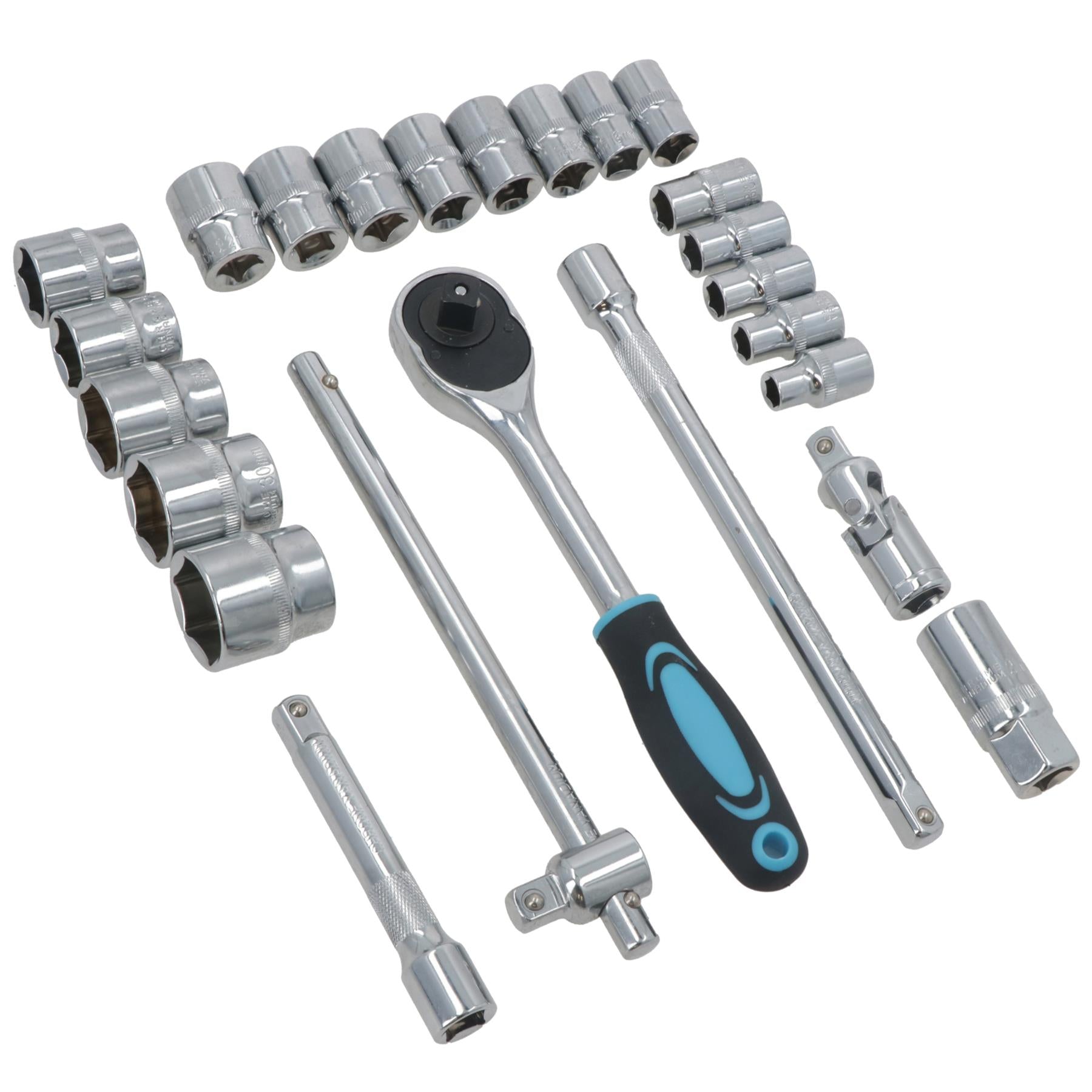 24pc 1/2" Drive Metric MM Shallow Socket And Accessory Set 10mm – 32mm