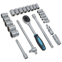 24pc 1/2" Drive Metric MM Shallow Socket And Accessory Set 10mm – 32mm