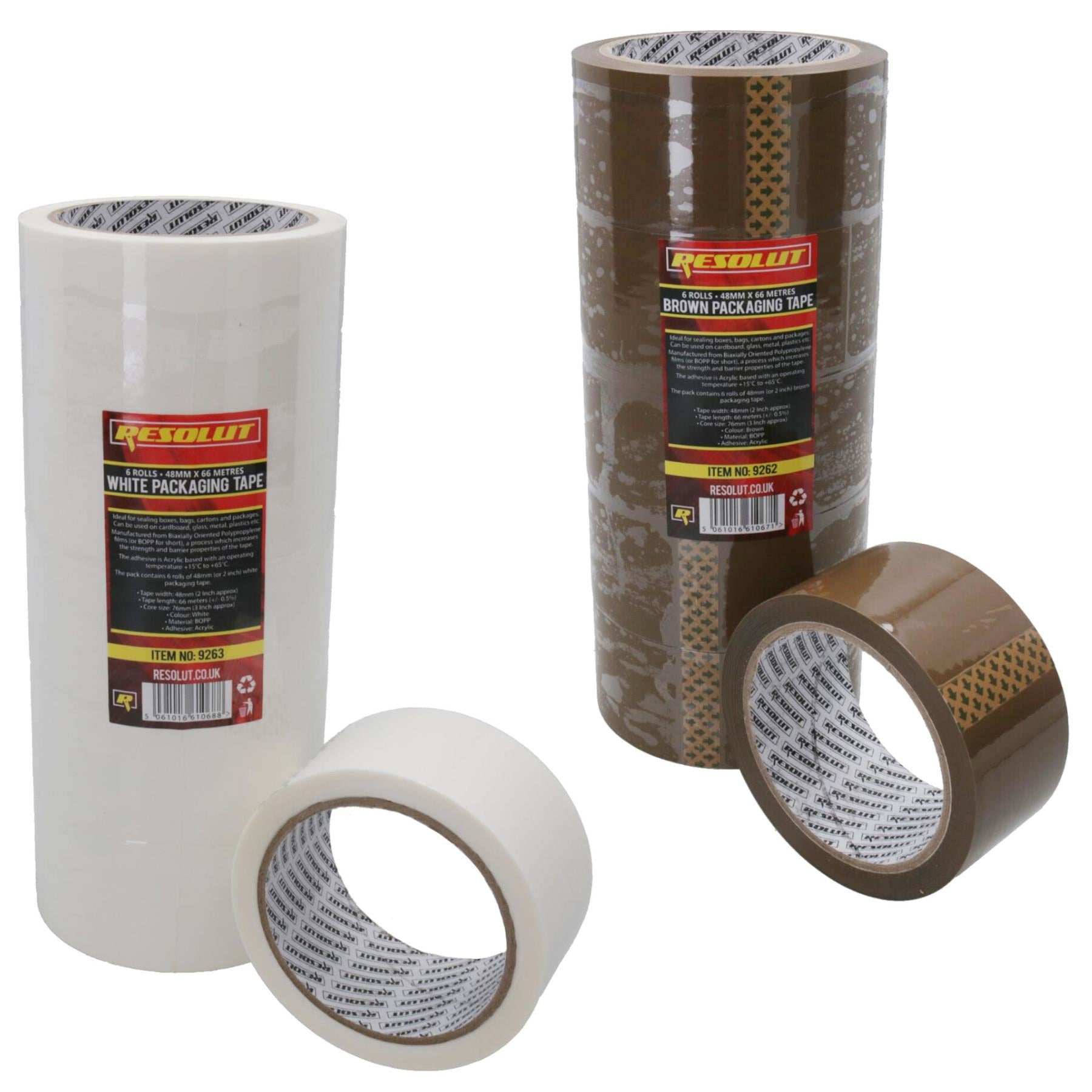 Brown or White Parcel Packaging Tape 48mm x 68 Metres per Roll Sealing Heavy Duty