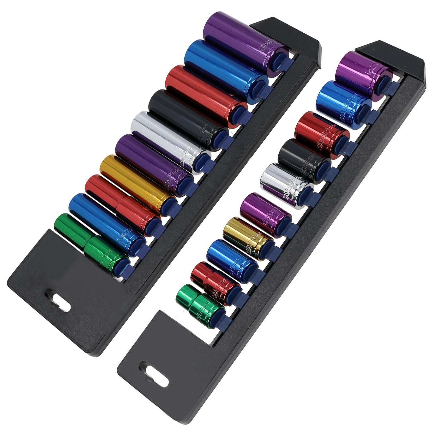 Metric MM 1/2" Drive Shallow + Deep Colour Coded Sockets 13mm – 24mm 20pc