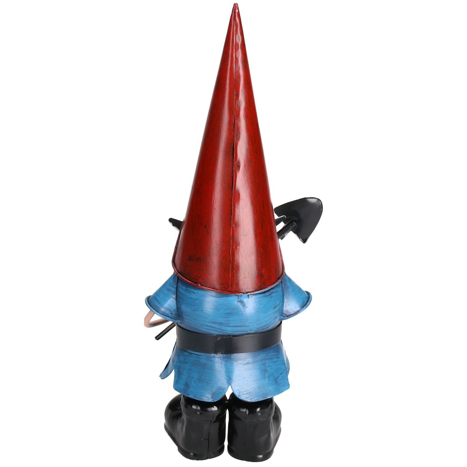Gnome With Shovel Spade Garden Sculpture Ornament Statue Metal Decoration