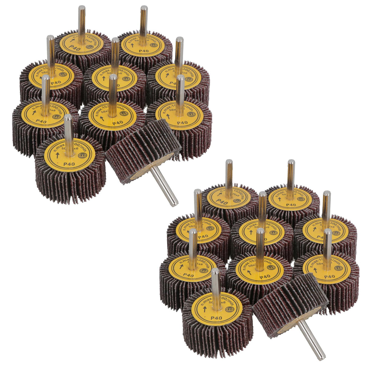 50mm 40 Grit Abrasive Flap Wheel Discs Sanding Rust Removal 6mm Shank