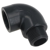 Polypropylene PP 1/2in BSP Female x Male Threaded 90° Elbow Connector