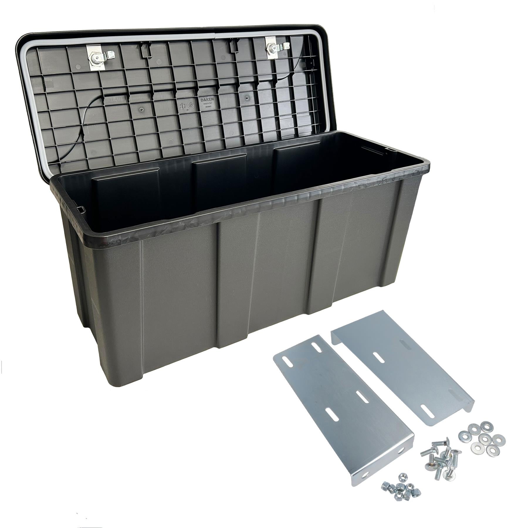 Medium Trailer Plastic Lockable Tool Box Chest Locker Storage + Body Panel Fixing Kit
