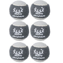 6PK Dog Festive Christmas Gift Grey 'Merry Christmas' Tennis Ball in Gift Box - 6cm