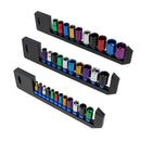 Metrischer gemischter Antrieb 1/4" 3/8" + 1/2" Flache, farbkodierte Steckschlüssel 4 – 24 mm 32-tlg.