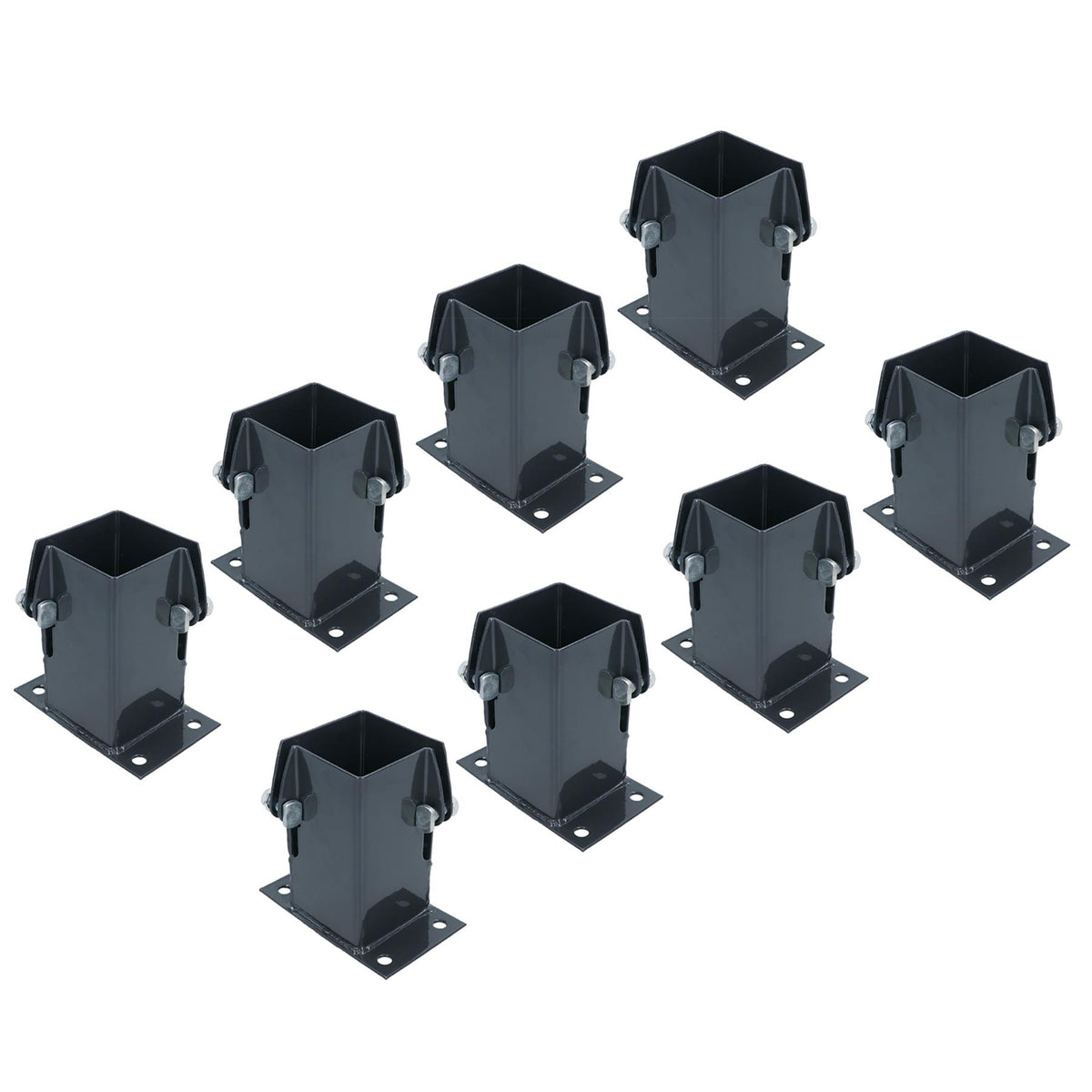 Grey Flush Fit Fence Post Bolt Down Shoe Holder Support 75mm x 75mm