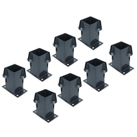 Grey Flush Fit Fence Post Bolt Down Shoe Holder Support 75mm x 75mm