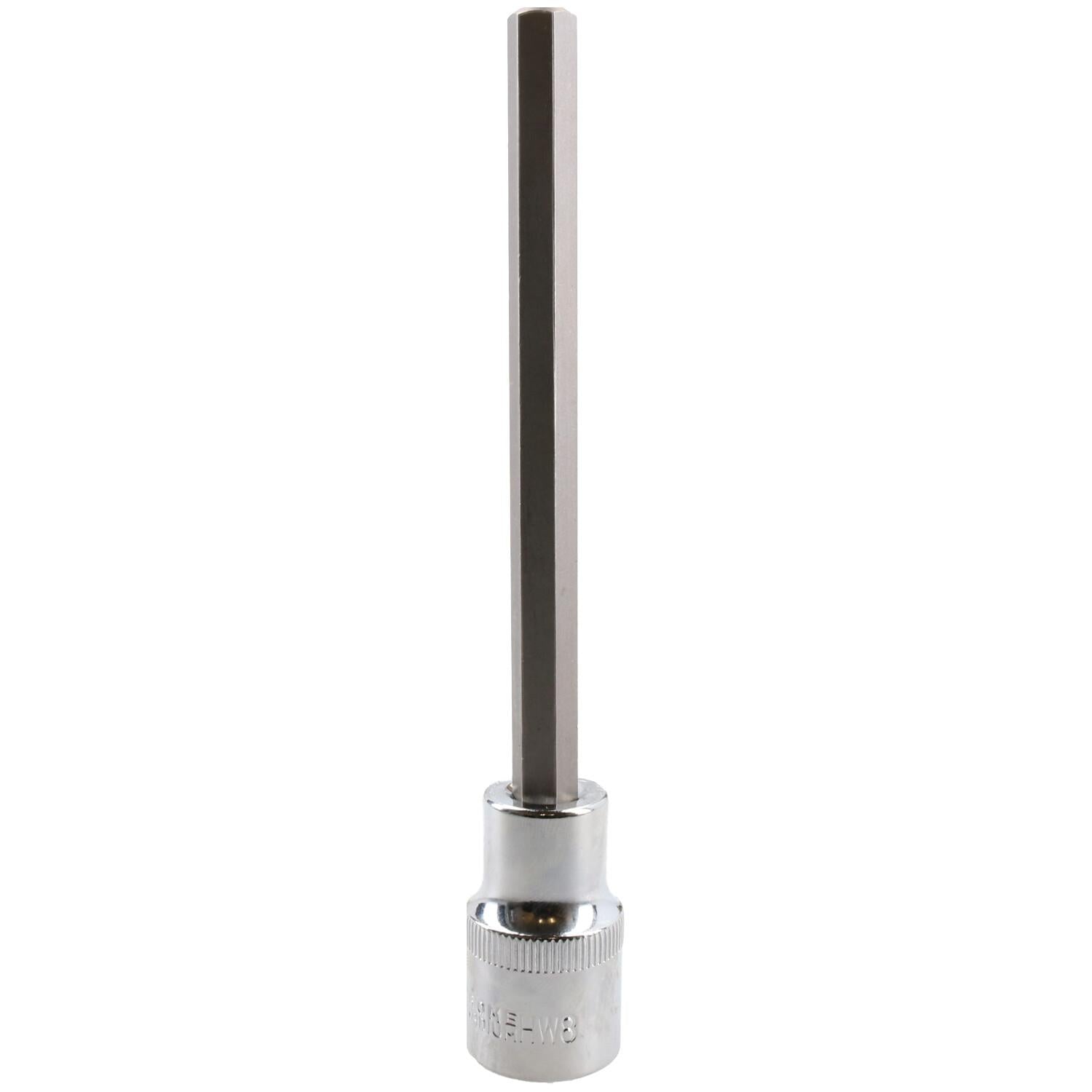 8mm Hex Allen Key Long Bit Internal Socket Metric 1/2" Drive 140mm Length Cr-V