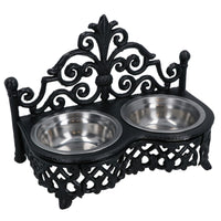 Dog Puppy Cat Feeding Food Bowls Dishes Stainless Steel / Cast Iron Stand
