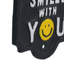 Schild „World Smiles With You“ aus Gusseisen, für Garten, Haus, Wand, Tür