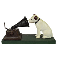 HMV Nipper Hund und Phonograph Grammophon Musik Ornament Figur Gusseisen