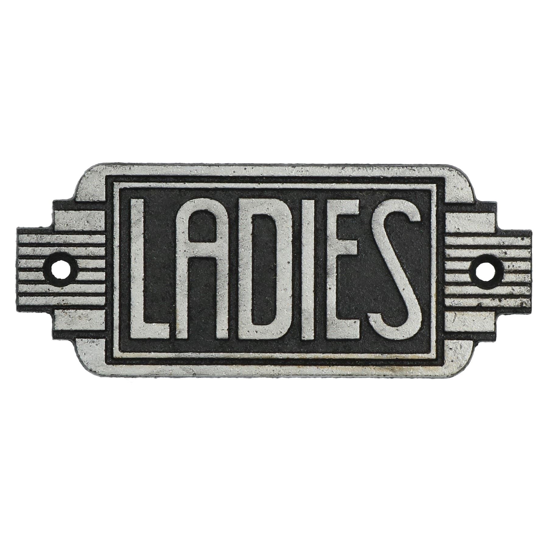 Art Deco Ladies Toilet Cast Iron Sign Plaque Door Wall Cafe Shop Pub Hotel Bar