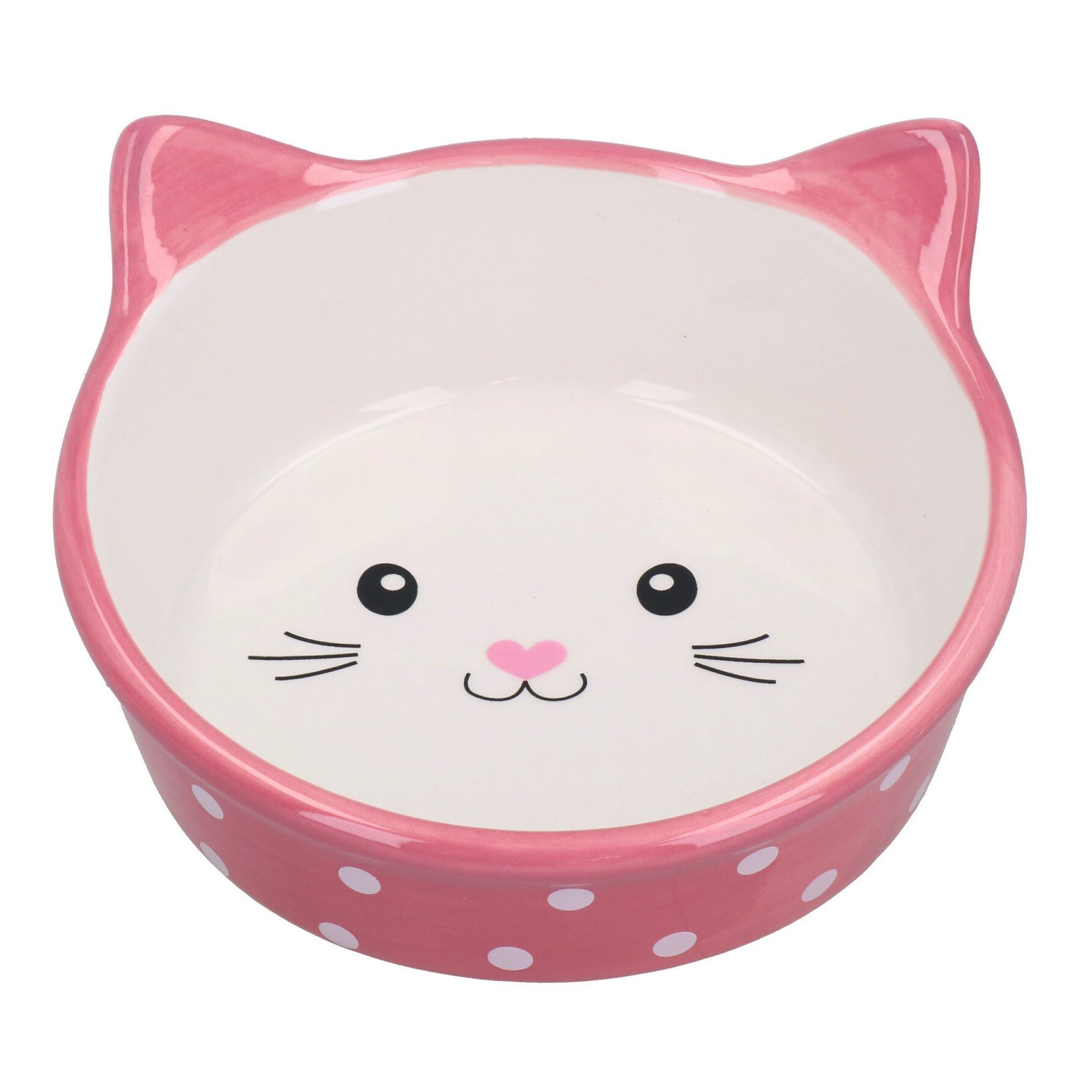 Gamelle à pois rose pour chat et chatons, petite gamelle pour nourriture et eau, 15 cm/300 ml