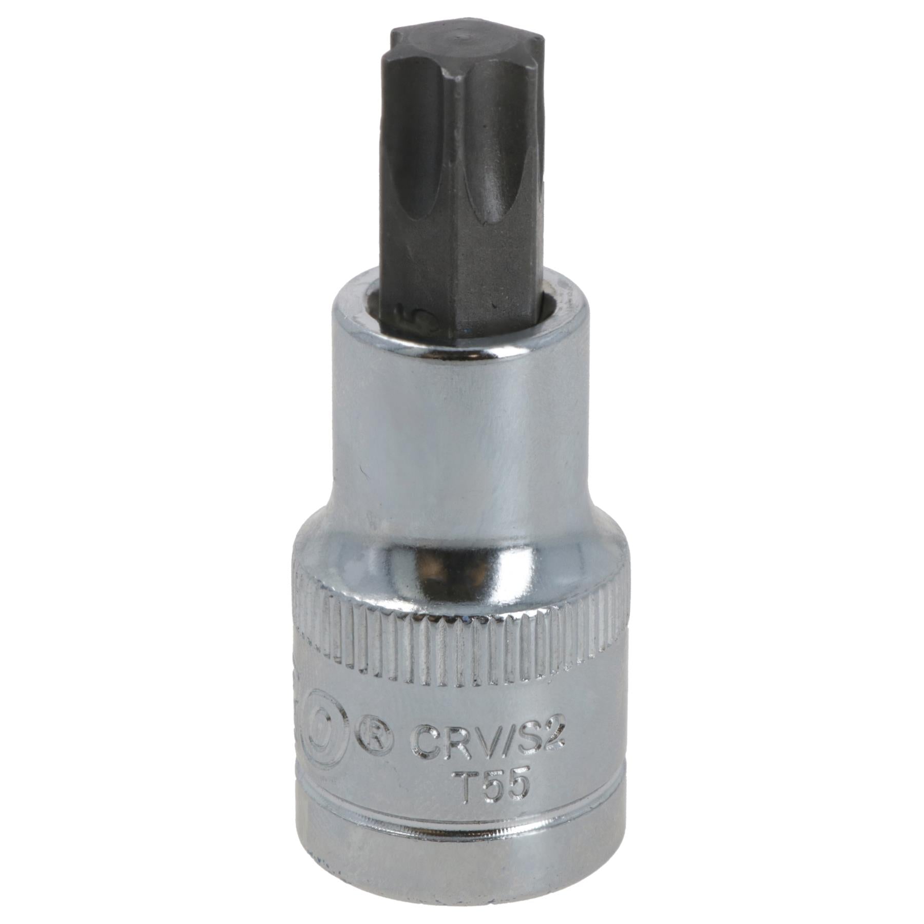 T55 Torx-Bit-Stern-Steckschlüsseleinsatz, 1/2 Zoll Antrieb, Standard-Innenteil, Chrom-Vanadium-Stahl