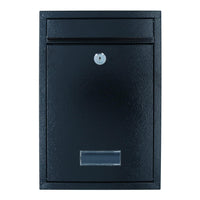 Black Wall Mounted Lockable Metal Post Box Outdoor Letter Mail Box Keyed