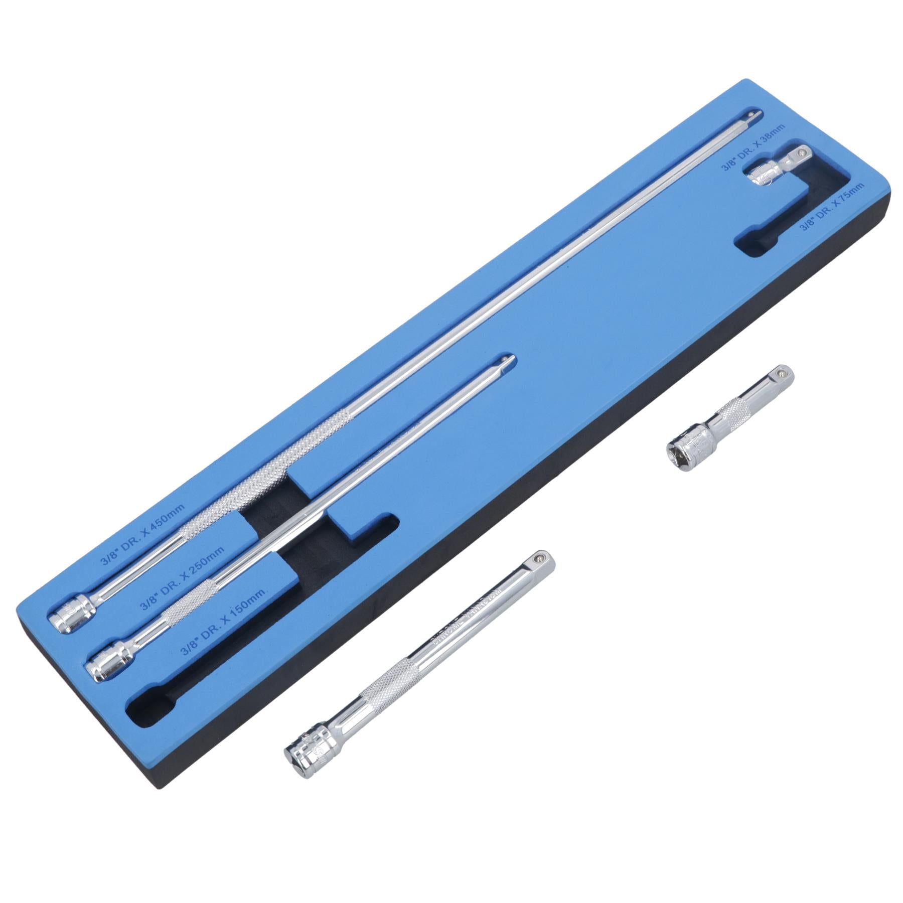 3/8 Zoll Antrieb, gerade Stecknuss-Verlängerungsstangen-Satz, extra lang, 38 mm - 400 mm, 5-tlg.