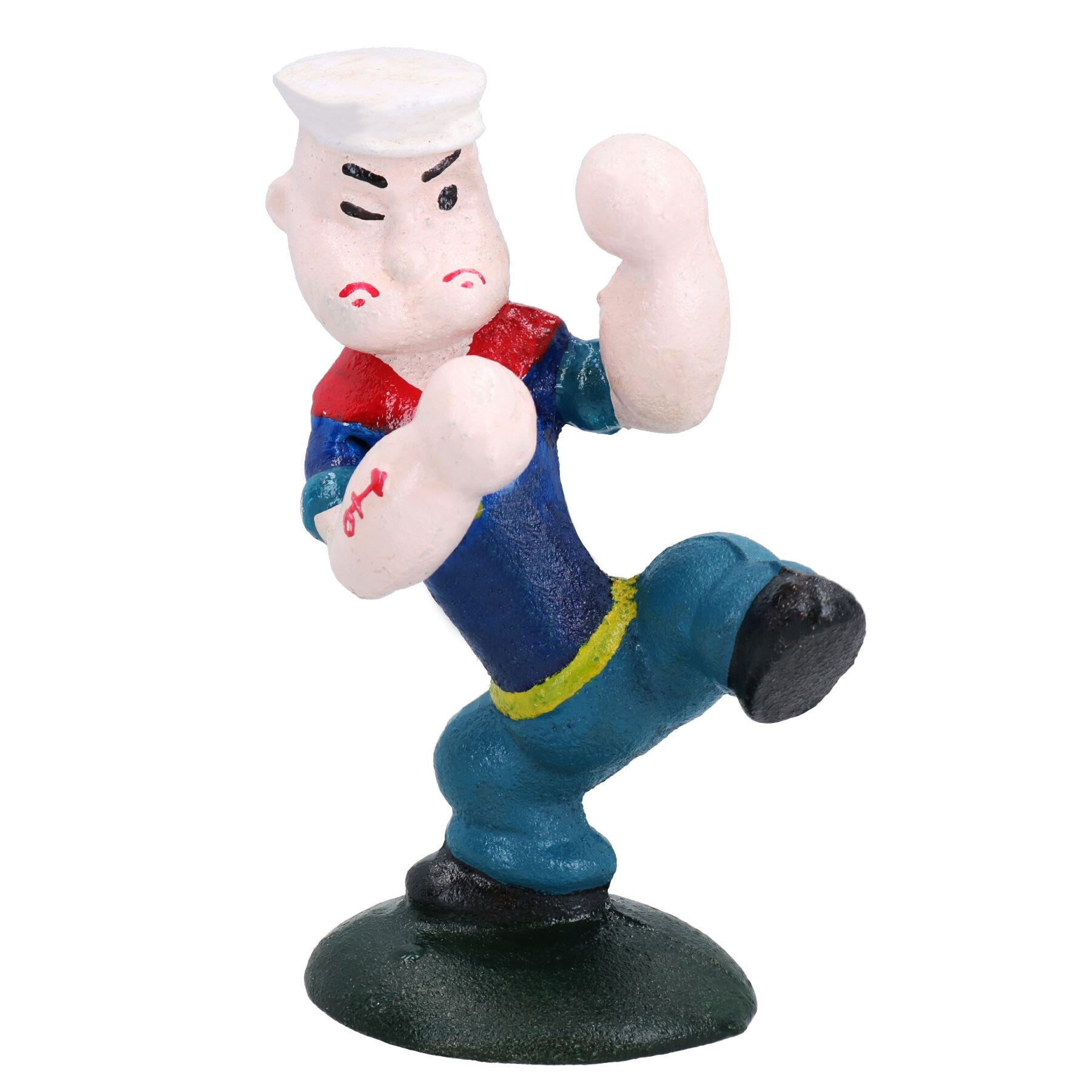 Kung Fu Popeye Sailor Man Mascot Figure Statue Cast Iron Metal Decoration