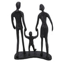 Famille de 3 personnes se tenant la main Silhouette Figurine Statue Décoration de maison Ornement en métal