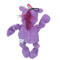 Small Purple Unicorn Knottie Plush Durable Multi Squeaky Dog Puppy Toy 10x15x24cm