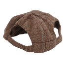 Small Smart Stylish Brown Tweed Dog Puppy Hat Cap With Dog Ear Slots