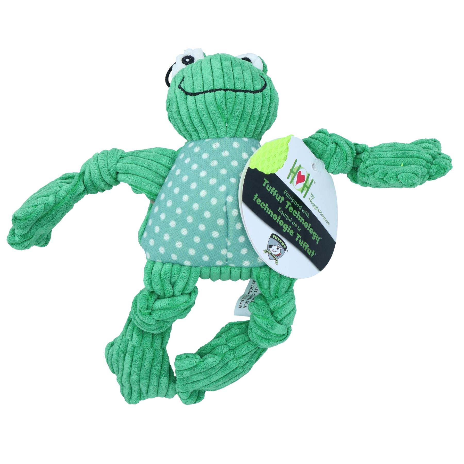 Small Frog Knottie Plush Durable Multi Squeaky Dog Puppy Toy 7x12x20cm
