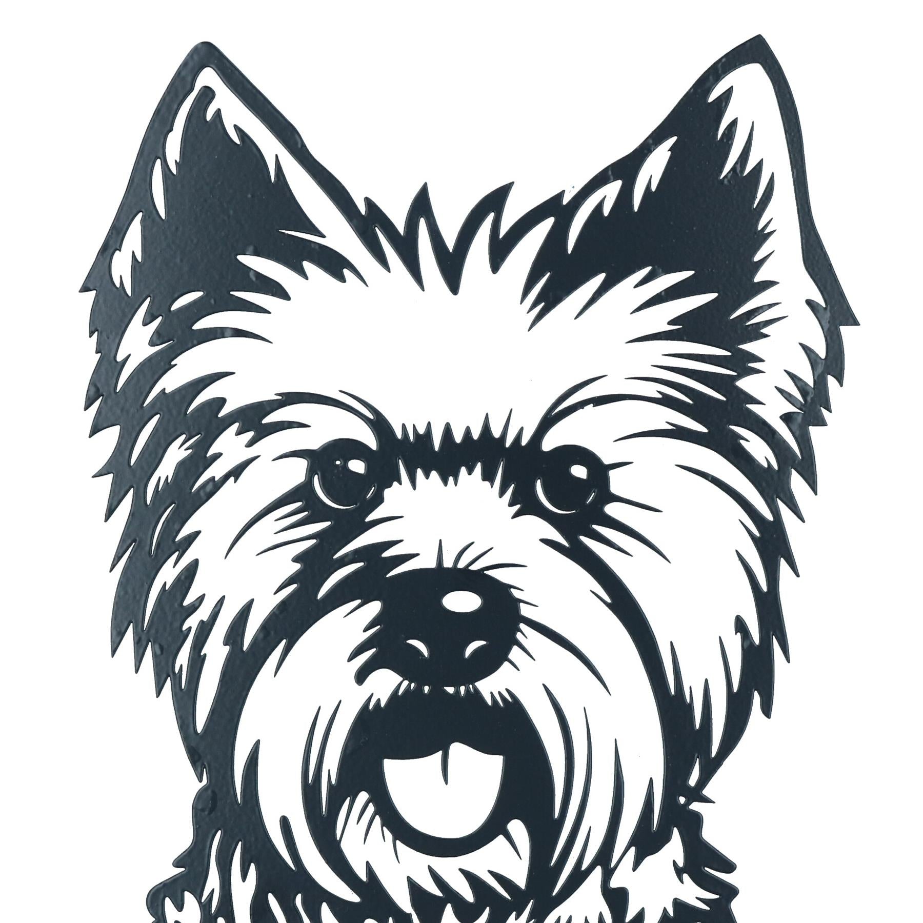 Black Metal Peeking West Highland Terrier Silhouette Fixing Plate Garden Decor