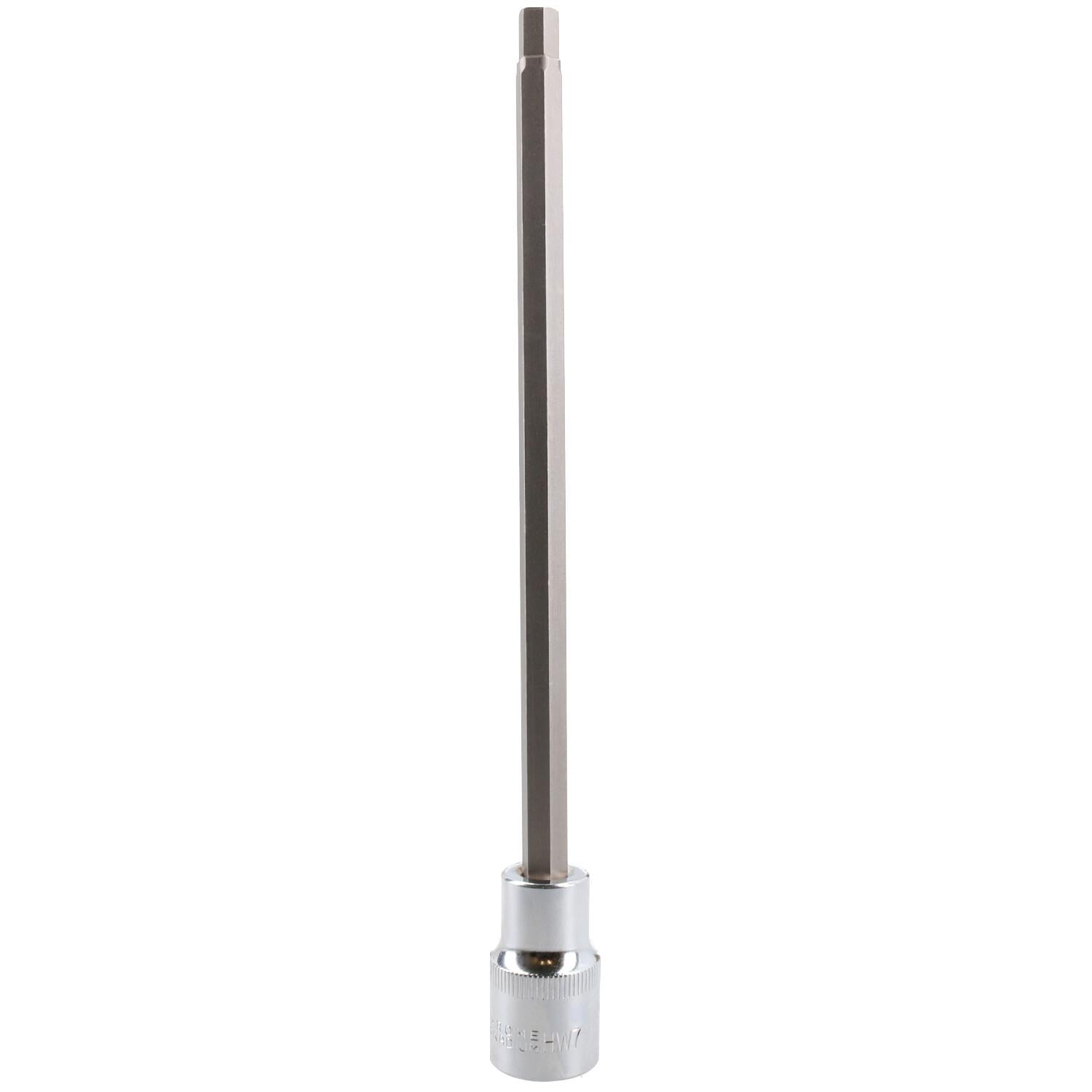 7mm Hex Allen Key Long Bit Internal Socket Metric 1/2" Drive 200mm Length Cr-V