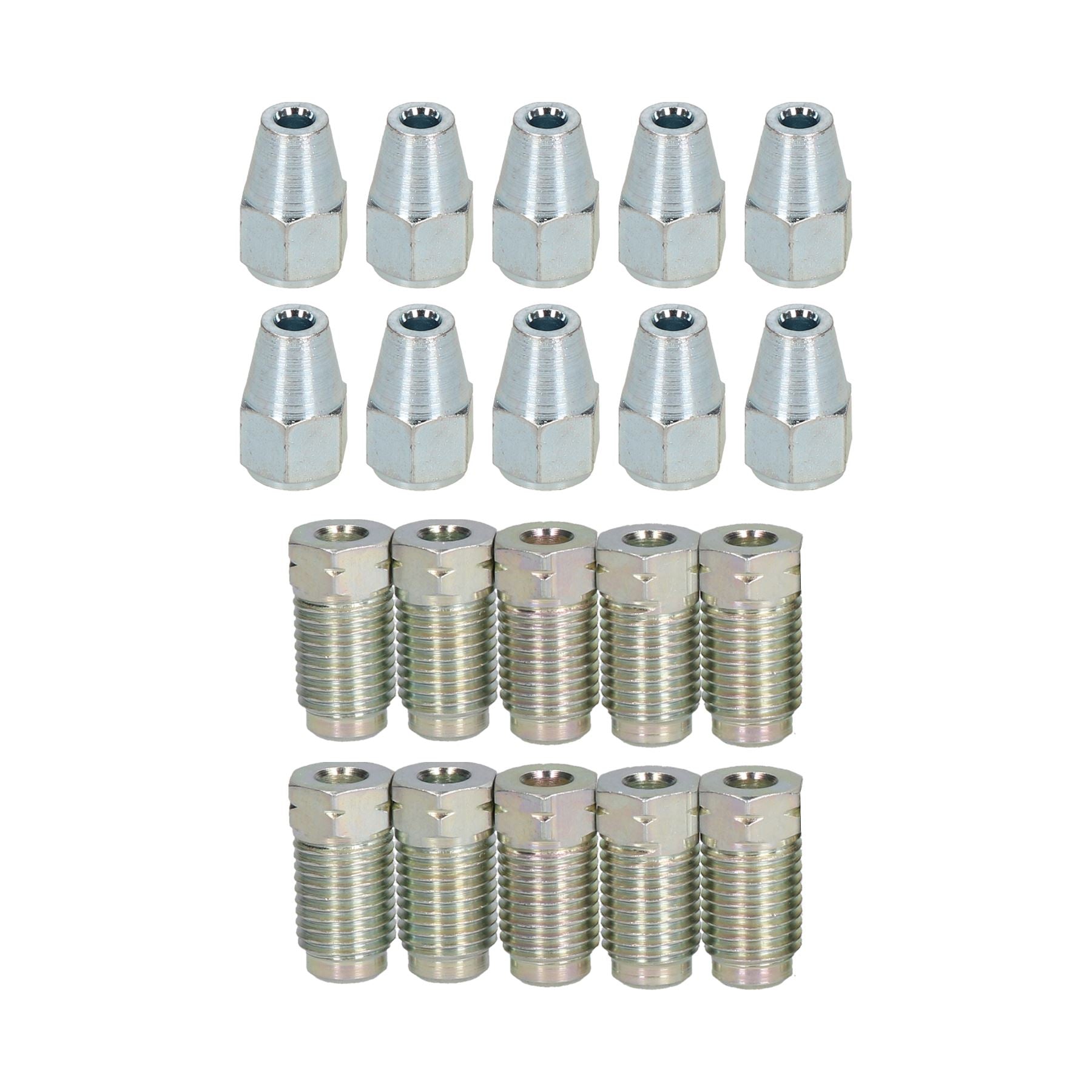 7/16 Zoll x 20 UNF Bremsleitungsverschraubungen aus Stahl, männlich und weiblich, für 3/16 Zoll Rohr, 20er-Pack