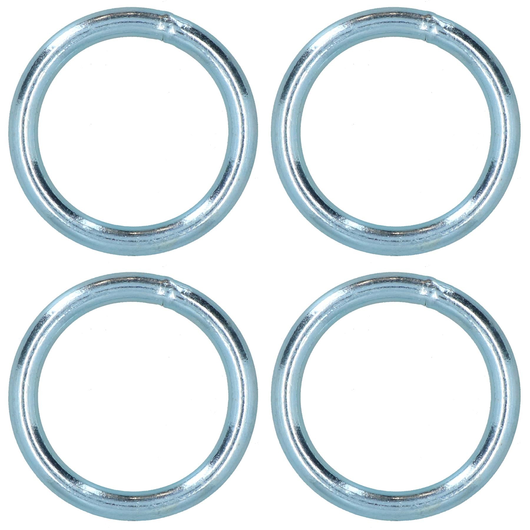 8mm x 50mm Steel Round O Rings Welded Zinc Plated 4 Pack DK36