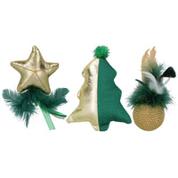 Cadeau de Noël pour chat et chaton Ensemble de jouets Magic Forest Feather Roller, Tree et Gold Star