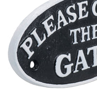 Please Close Gate Black Cast Iron Sign Plaque Door Wall House Home Yard Post