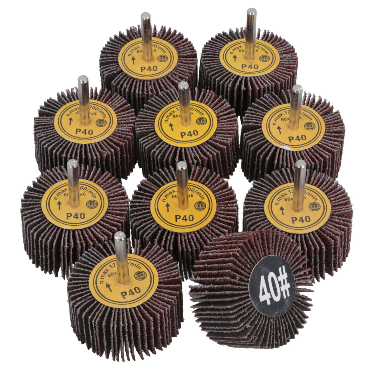 60mm 40 Grit Abrasive Flap Wheel Discs Sanding Rust Removal 6mm Shank