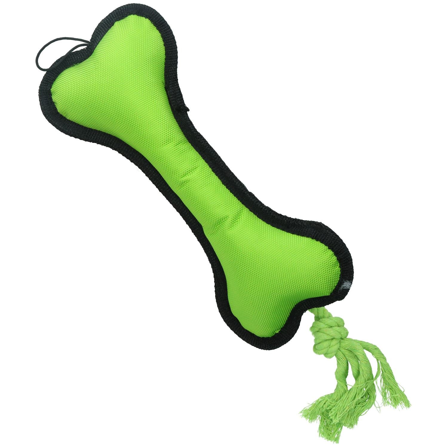 Green Cross Tug Rope Bone Doy Play Toy With Squeak 30x13x3cm