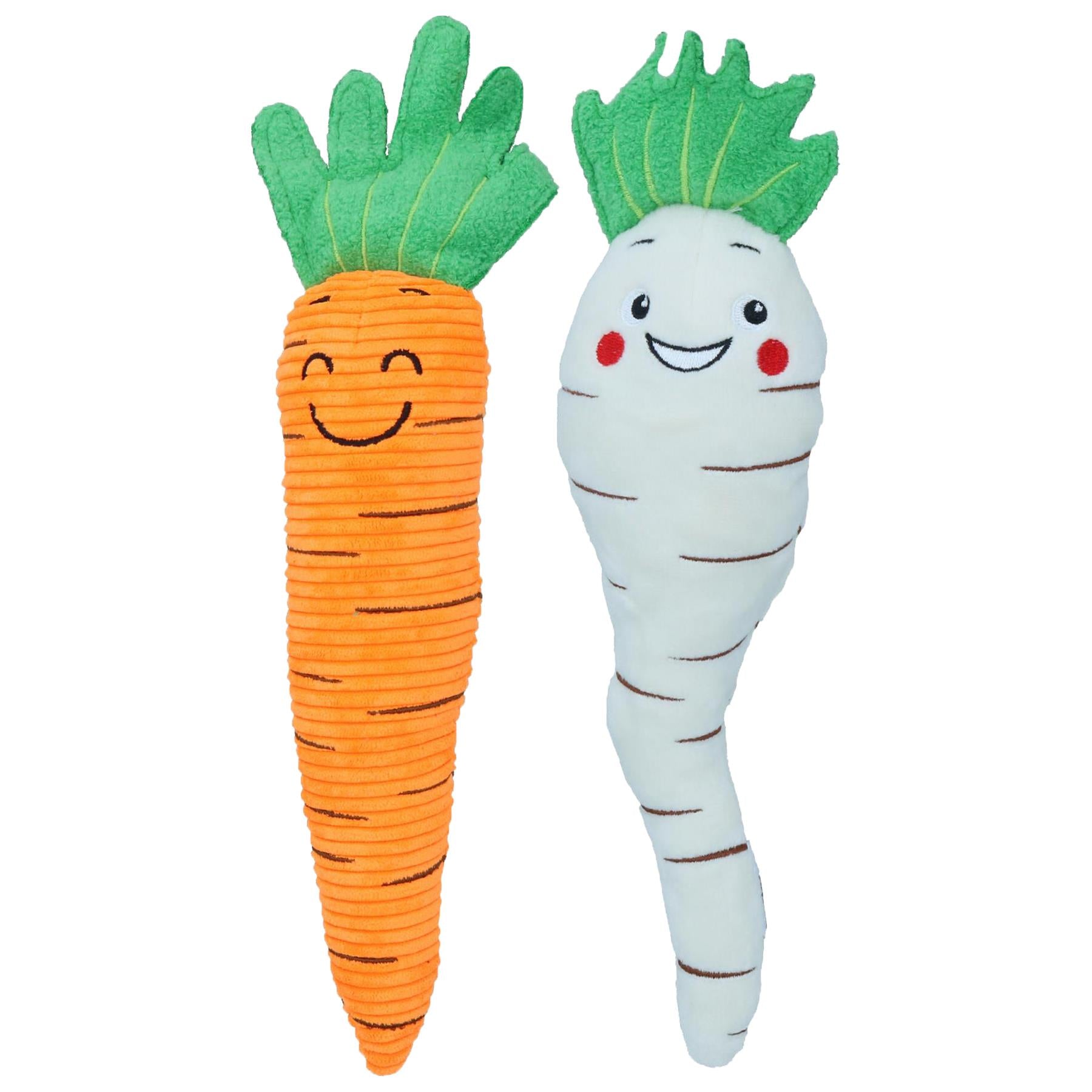 Dog Party Christmas Carrot & Parsnip Plush Squeaky Toy Bundle Festive Gift