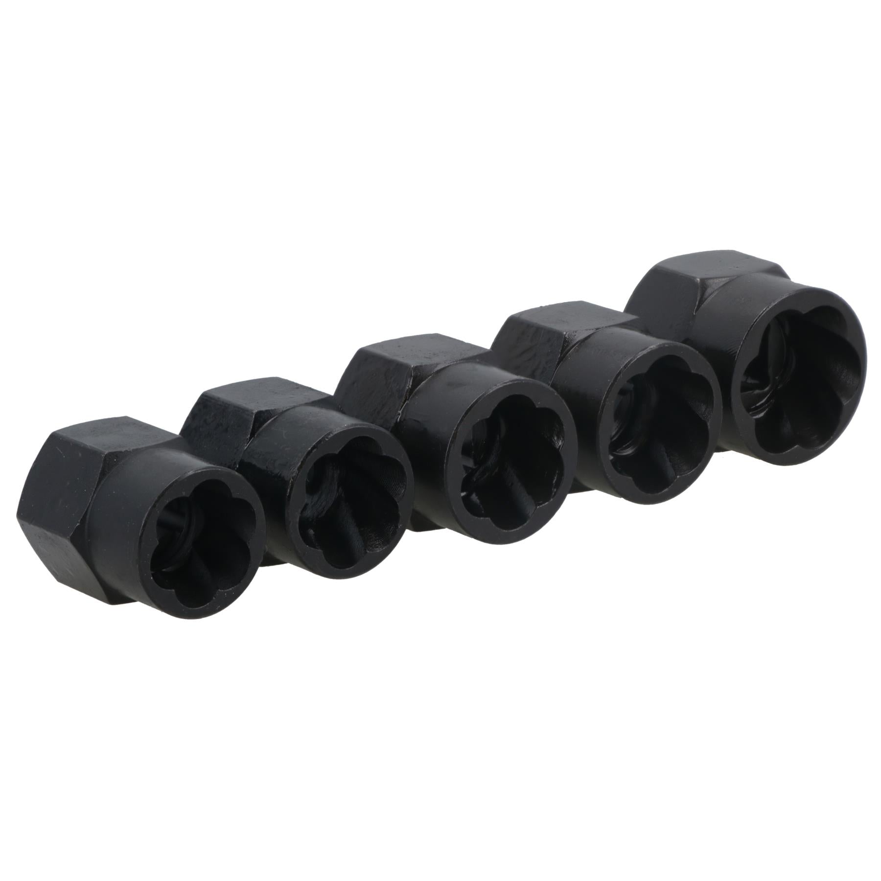 Lot de 5 douilles d'extraction pour écrous de boulons endommagés, entraînement 14 mm - 19 mm, 3/8"